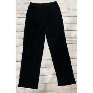 CITIKNITS Pants Women’s Solid Black Elastic Waist Slinky Wide Leg Pull-Ons M